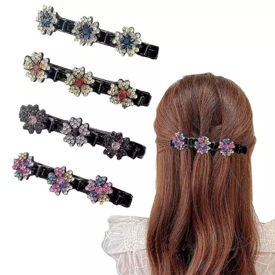 NEW Sparkling Crystal Stone Braided Hair Clip Satin Bands Hair Fabric J1O5