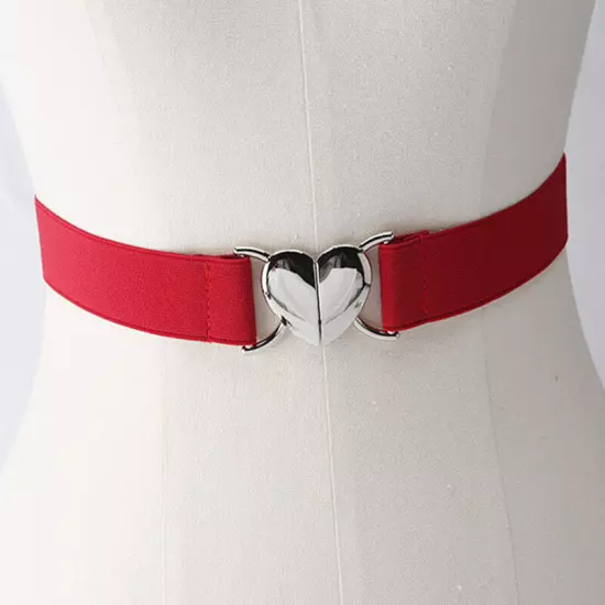 Womens Belt Stretch Elastic Skinny Waist Ladies Dress Waistband Metal Buckle □