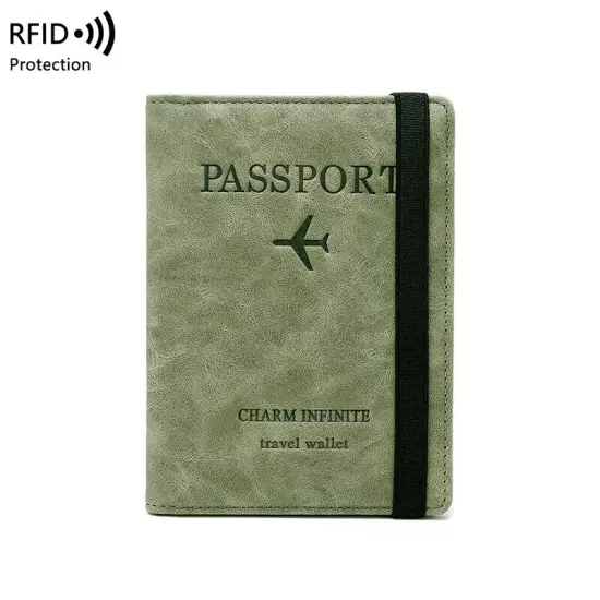 RFID Blocking Leather Passport ID Card Holder Pocket Travel Wallet Case Cover US