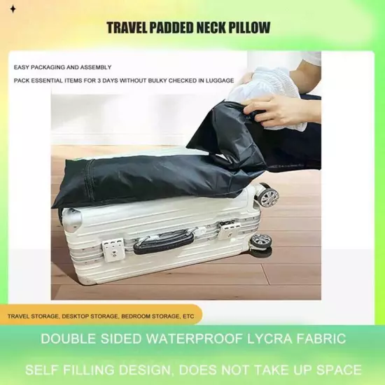 Portable Travel Neck Pillow Storage Bag Car Airplane Headrest Pillow O2O61167