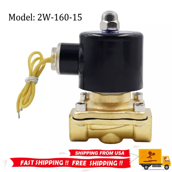 1/2" PT AC 110V Electric Solenoid Valve Brass Water Air Gas 2W-160-15 US STOCK