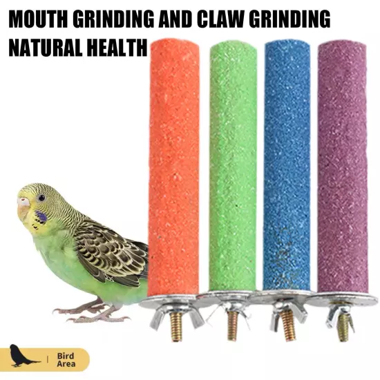 Parrot Paw Grinding Perch Stand Pet Quartz Bird Branch Budgie Chewing Shelf A9Y8