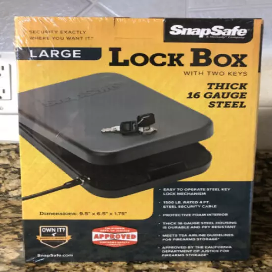 SnapSafe Large Lock Box NIB Sealed 75205 TSA Firearm Storage