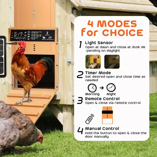 Automatic Chicken Coop Door Solar Powered Automatic Chicken Door with Timer &...