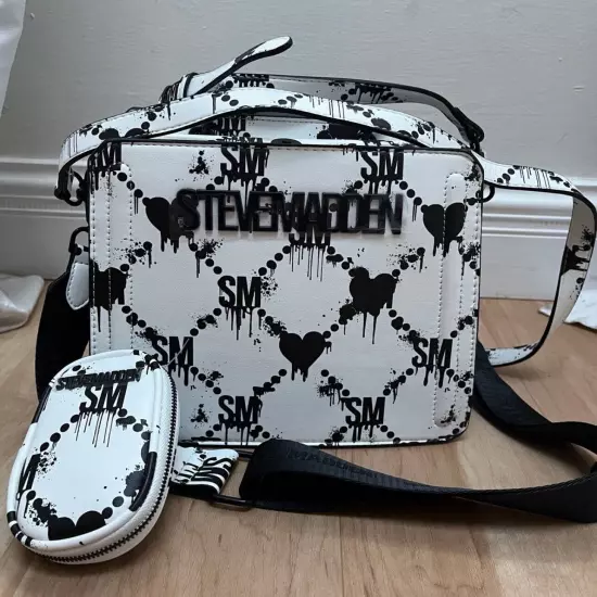 NWT Steve Madden Bevelynh Satchel Halloween Editon White And Black