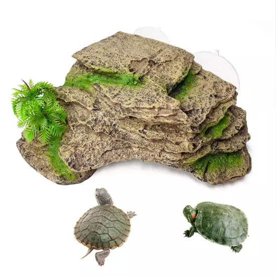 Turtle Basking Platform with Suction Cups Tortoise Climbing Step Ledge Aquari...