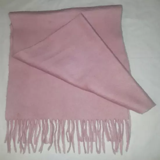 Woodward carnation-pink cashmere fringed scarf 11.5"x54"