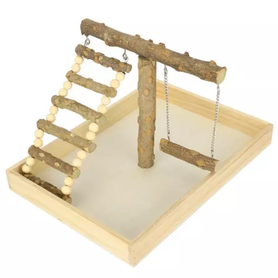 Natural Wood Bird Perch Stand Play Training Rack for Small Birds Activities