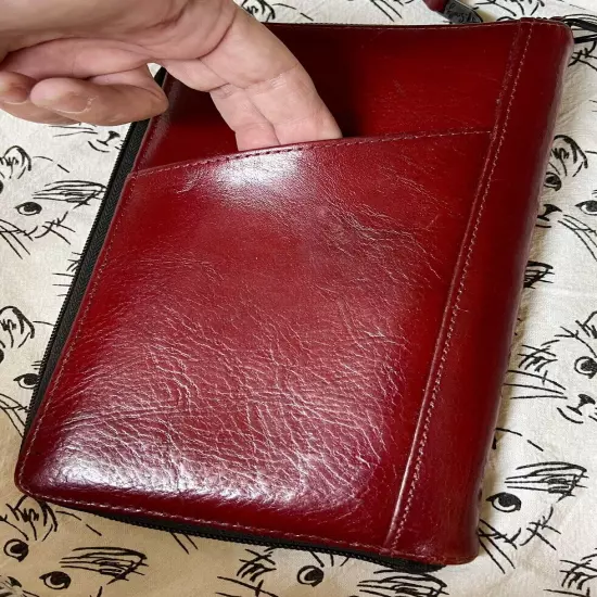 Large Leather Passport & Document Travel Wallet RED By Scully