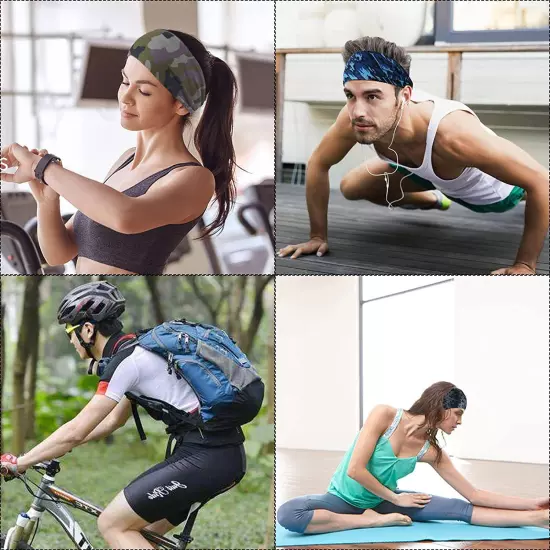 Sports Headband for Men Women Moisture Wicking Sweat Band Elastic Wide Hair Band