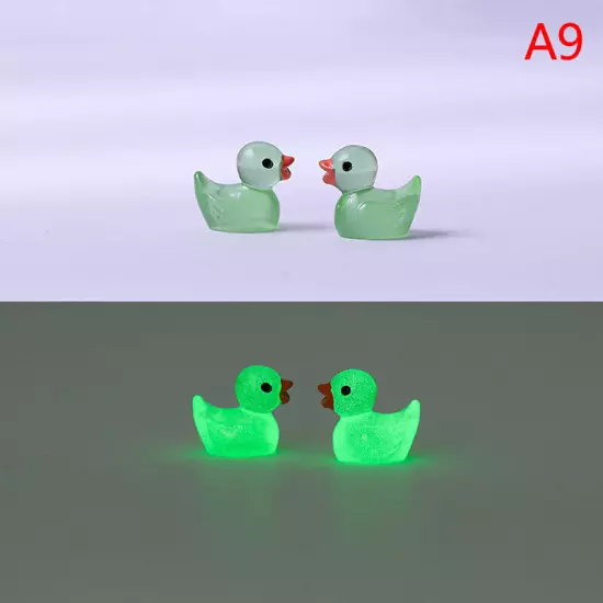 10PCS Mini Luminous Resin Ducks Glow in The Dark Miniature Ornament Tiny Duck Sn