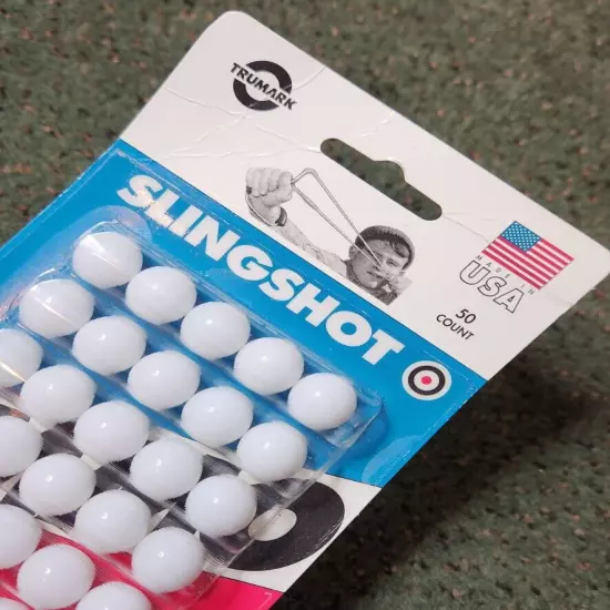 Trumark SA50C Slingshot 50 White Marbles Rounds 1/2 in Tracers Made in the USA