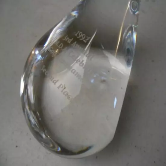 RARE 7 ELEVEN UTAH JAZZ 1992 MDA CELEBRITY CRYSTAL GOLF 2ND PLACE AWARD ENGRAVED