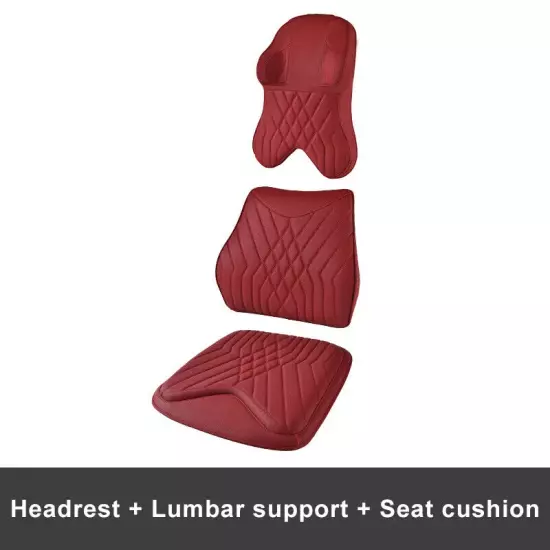 Car Leather Headrest Lumbar Support Rest Neck Pillow Back Cushion Waist Supports