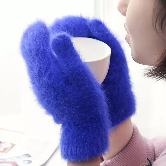 New Gloves Rabbit Wool Winter Fur All Finger Warm Fashion Mittens Warmer Gloves