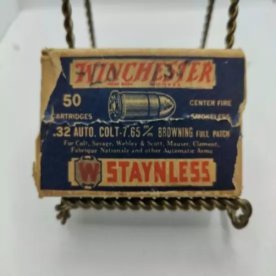 Winchester 50 Cartridges 32 Auto Colt Stay Staynless. Box Only. F