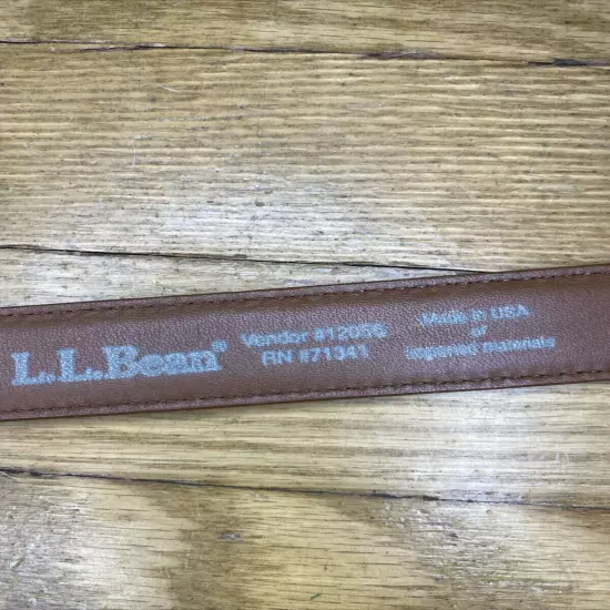 L.L. Bean Brown Genuine Full Grain Leather Chino Belt Size 40 Mens Made in USA