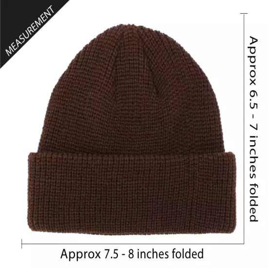 Warm Winter Knit Cuff Beanie Cap Fisherman Watch Cap Daily Ski Hat Skully