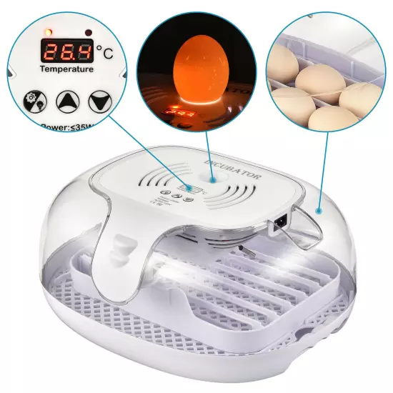 16 Egg Incubator Digital Control Automatic Turning Humidity Chicken Temperature