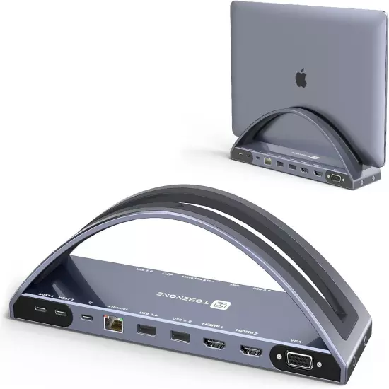 TobenONE USB C Docking Station Dual Monitor for MacBook Pro/Air, Grey UDS020 