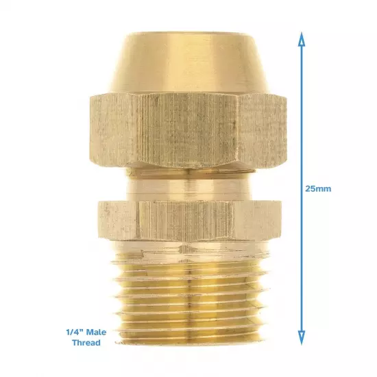 Brass Flared Fitting 1/4" BSP x 6mm Copper Pipe Tube Connector Clamp Gas Adapter