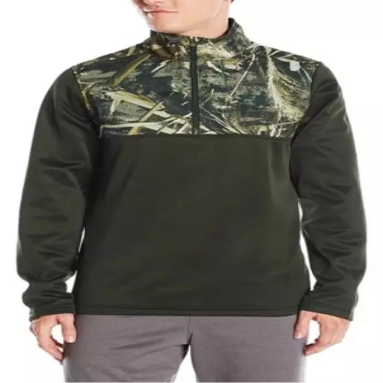 $70 Under Armour Men's Sz LARGE Caliber 1/4 Zip Pullover Green Realtree 1259217