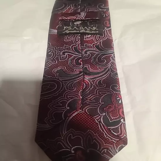 Jos A Bank Red Floral Silk Tie