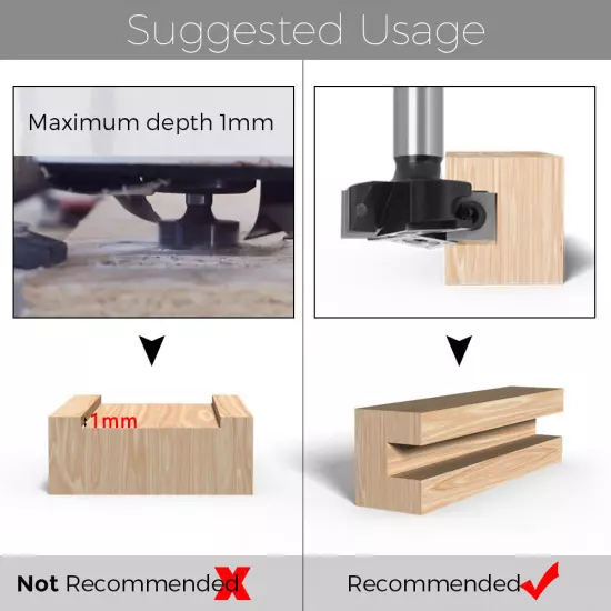 1/2" 12mm 8mm Slotting Spoilboard Surfacing Router Bit 4-Wing CNC Insert Cutter