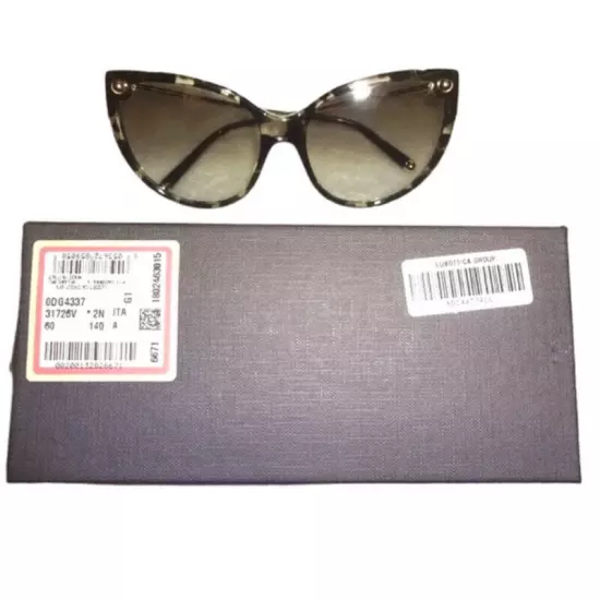 Dolce&Gabbana Mirror Cat Eye Sunglasses Grey Havana Scalloped Edges w Case NWT