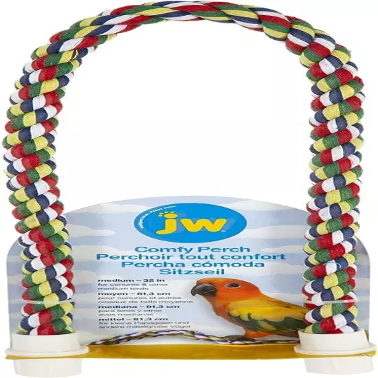 JW Pet Comfy Perch For Birds Flexible Multi-color Rope, Medium Medium, Multi 