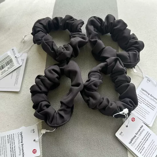 BUNDLE OF 4 Lululemon Uplifting Scrunchie black granite NWT