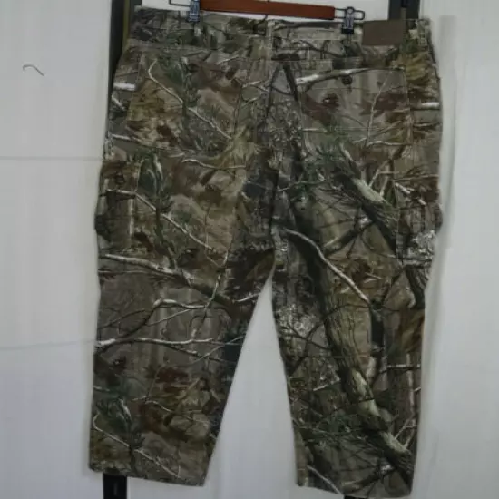 Cabela's Mens Realtree Camouflage Cargo Hunting Pants Sz 42 100% Cotton Camo EUC