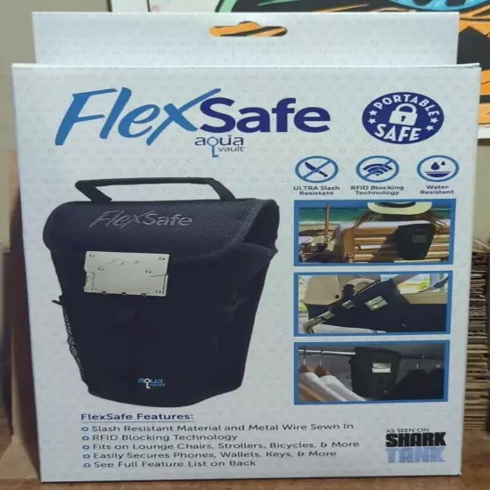 FlexSafe by Aqua Vault Anti-Theft Personal Portable Safe Black Bag 