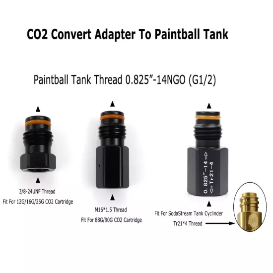 0.825" Co2 Cylinder Convert Adapter To Paintball Tank Thread Fit For SodaStream