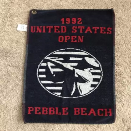 1992 U S Open Pebble Beach Golf Towel 24” x 14” Blue/Red NICE!!