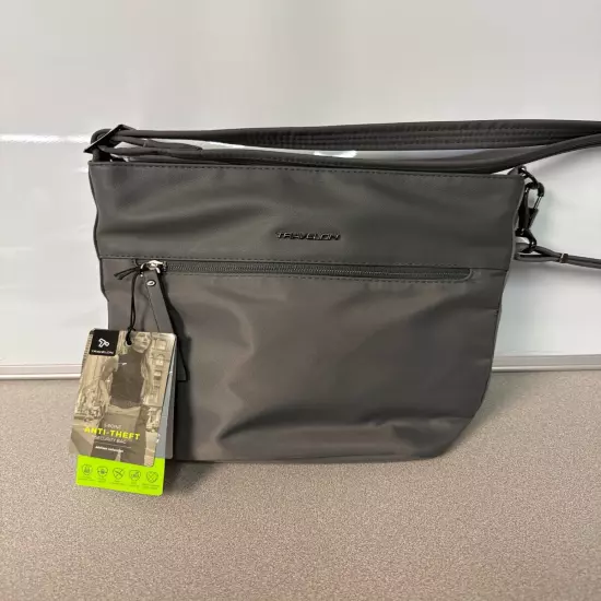 Travelon Anti-Theft Addison Bucket Bag Gray 5 Point Security RFID 8x10x5