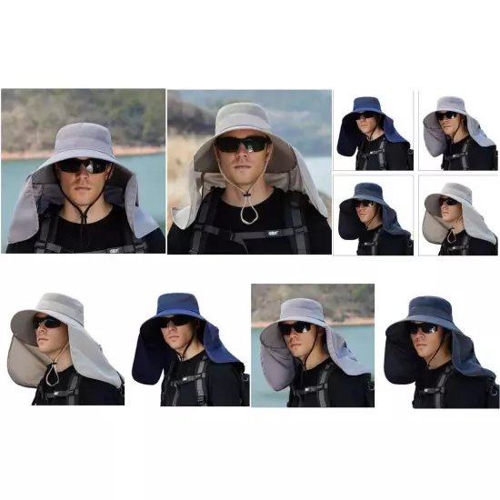 Soft Windproof Trip Sunshower Hat Head Cover Sun Protection Teesar Neck