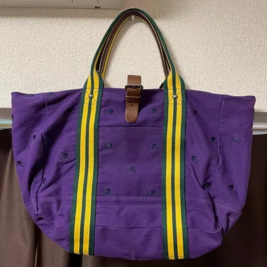 Ralph Lauren Rugby Skull Tote Shoulder Bag Purple USED Good Cond Shipping Fr JPN