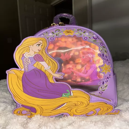 Loungefly Disney Tangled Princess Rapunzel Lenticular Mini Backpack Purple Flynn