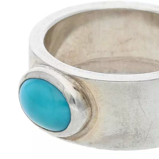 goro's JP Size 7 Flat Ring With Turquoise Silver Blue 7.72G Harajuku Japan