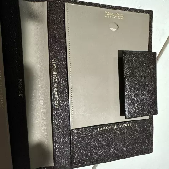 Neiman Marcus Leather Passport Cover Brown Snap Closure, Room For Currency &More