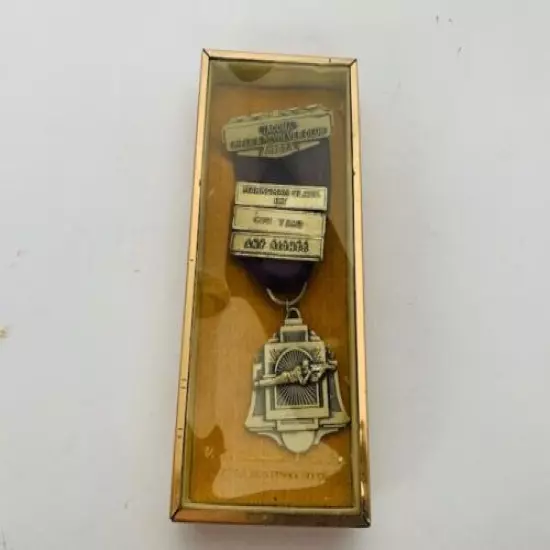 Rifle Shooting Medal Hunting Award Pin Ribbon Pinback vtg Attleboro MA Tacoma 57