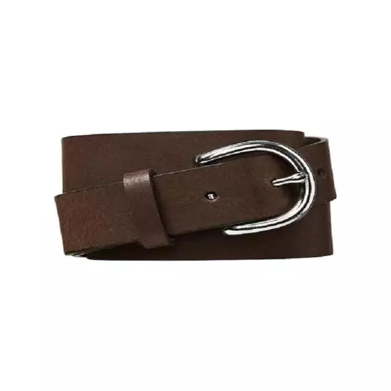 GAP Genuine Cow Leather Womens Small Brown Silver Buckle Classic Belt