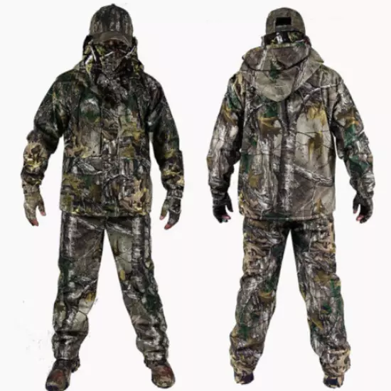 Ghiliie Suit Winter Real Tree Camouflage Jacket Pants Hunting Fishing Clothing