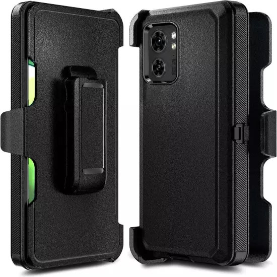 For Motorola Moto Edge 2024 Heavy Duty Hybrid Case Cover Belt Clip Holster Black