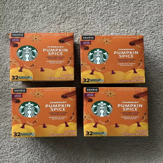 4 Pumpkin Spice Coffee K-Cup Pods Keurig 32 Ct = 128 EXP 02/2024