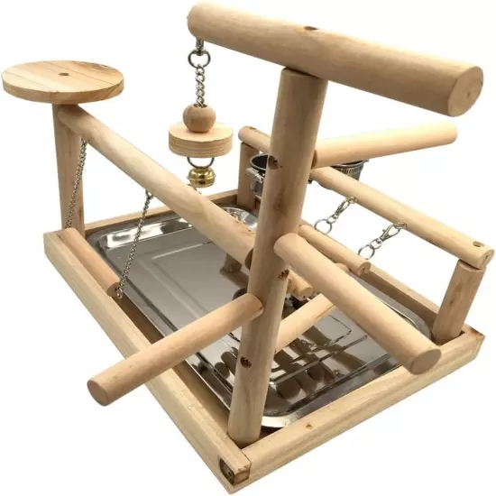 Parrots Playstand Bird Playground Wood Perch Training Stand Cockatiel Playpen La