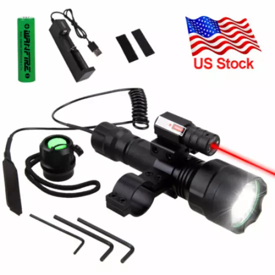 Tactical Flashlight Red Green Laser Dot Sight Scope Combo with Pressure Switch 