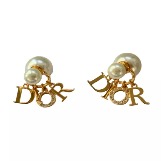 DIOR Tribales CD Crystal Charm Pearl Earrings