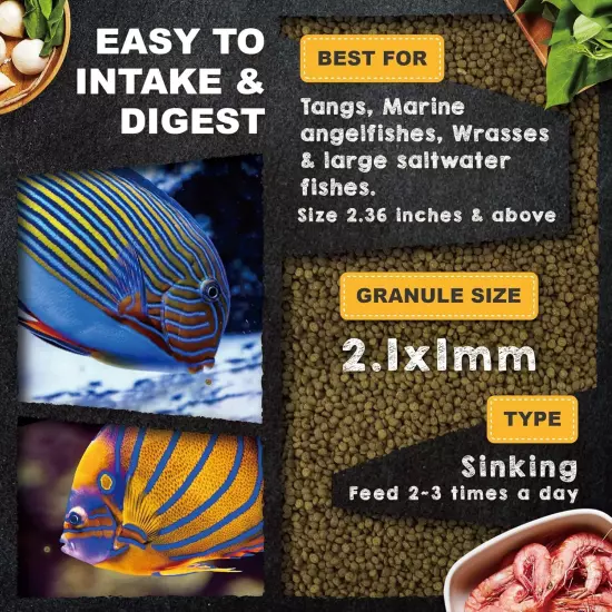 Ultra Fresh Marine Fish Food, 75% Sword Prawns + Squids, Natural Protein, Color 